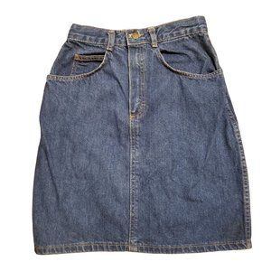 Shades 3 4 Jean Skirt Blue Denim‎ High Waist USA Pockets Vintage Modest